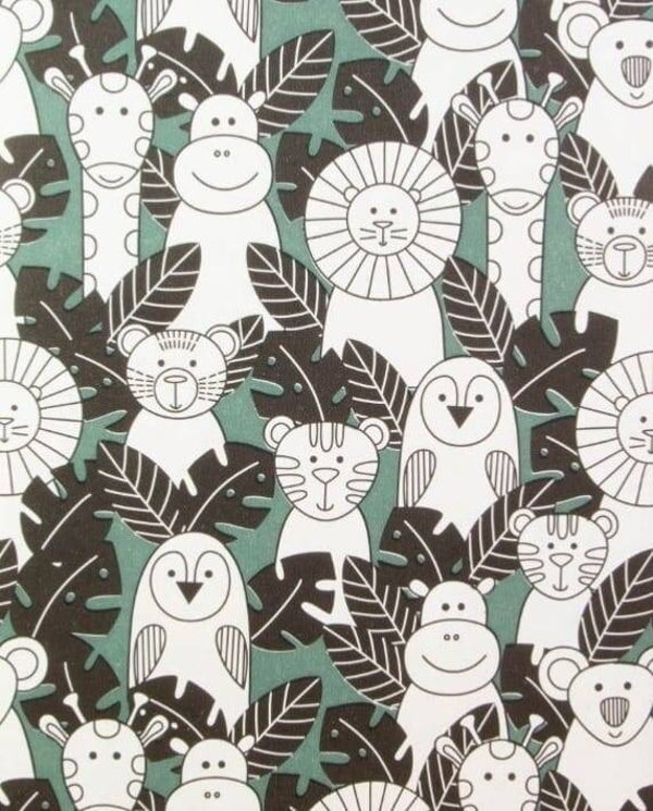 Inpakpapier - Dieren zwart/groen -