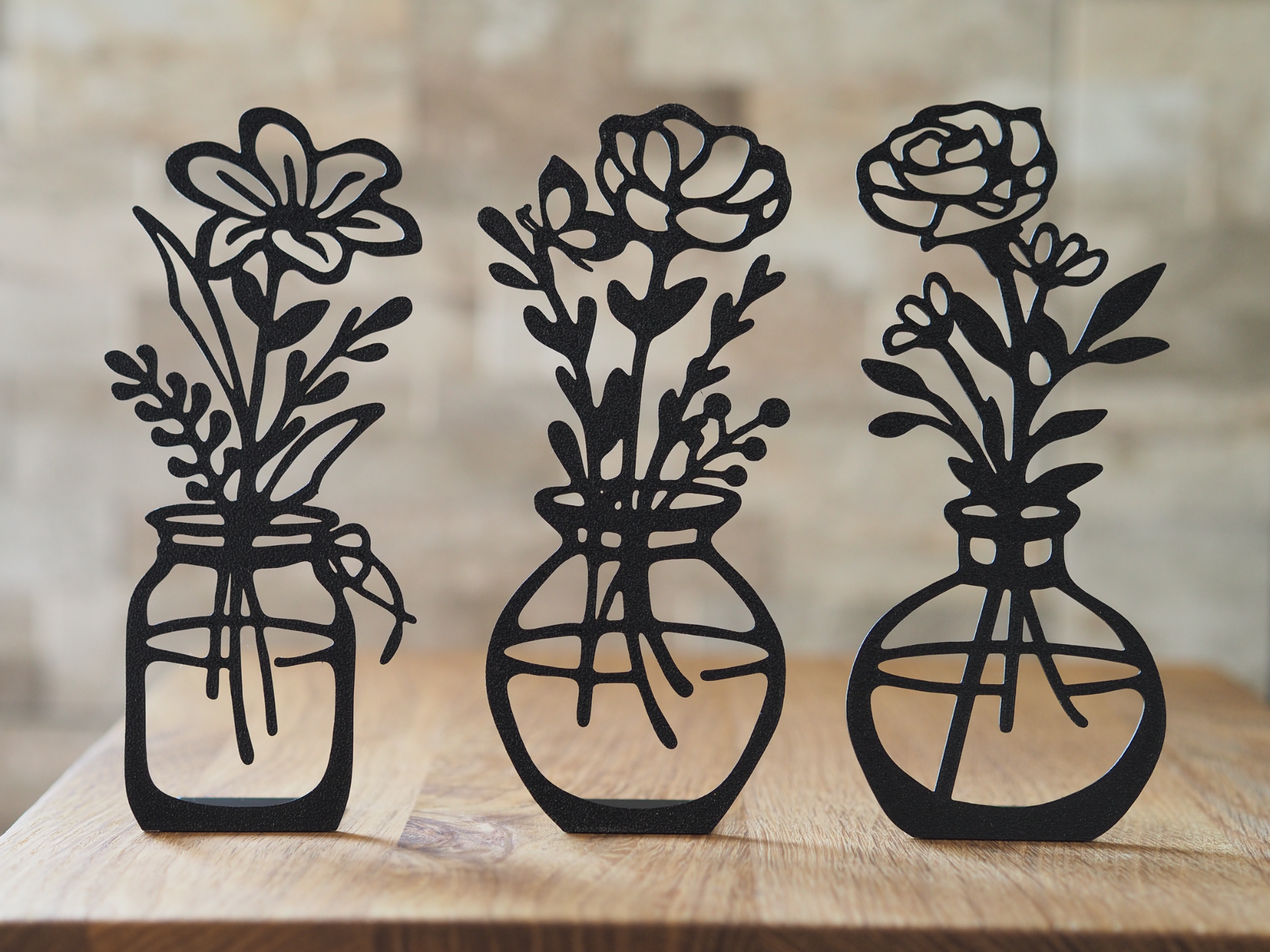 Bloemen in vaas set 3D geprint