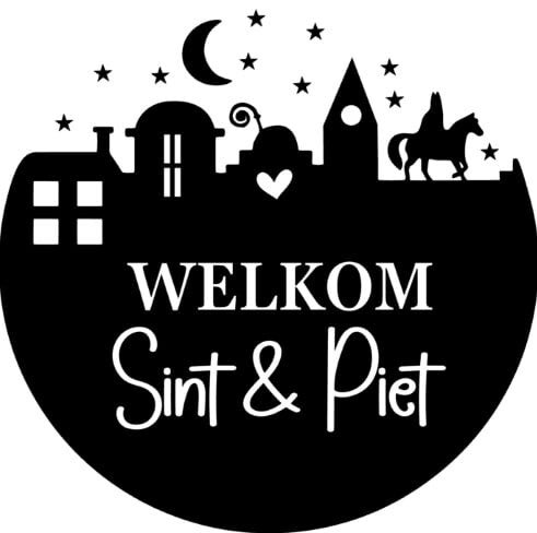 Statische Raamfoliesticker - Welkom Sint & Piet (rond)