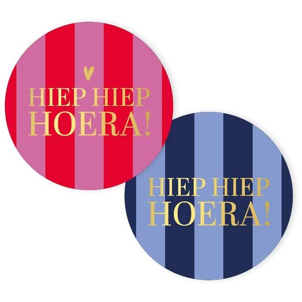 Stickers - Hiep Hiep Hoera (blauw/roze) -