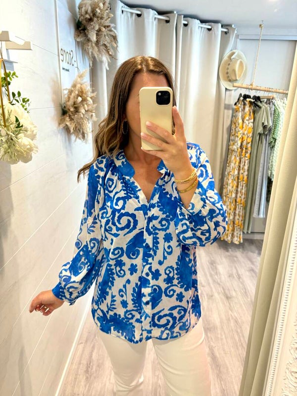Blouse Mykonos - bleu