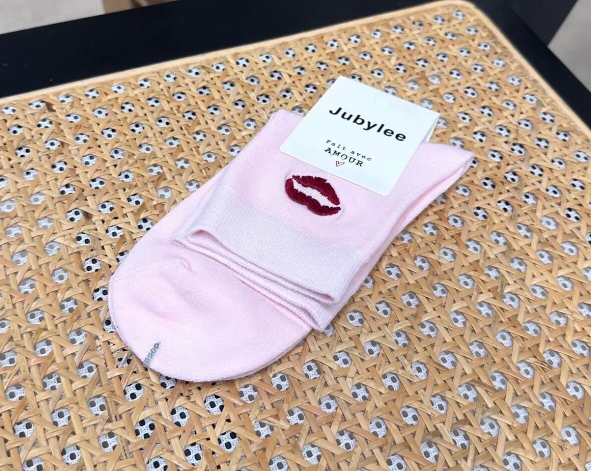 Chaussette bisou - rose