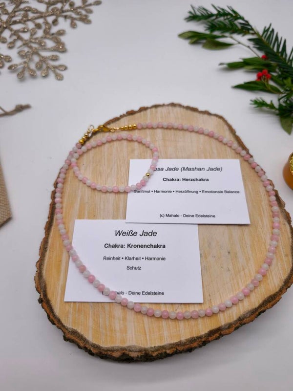 Weiße Jade+Mashan Jade Set Kette und Armband