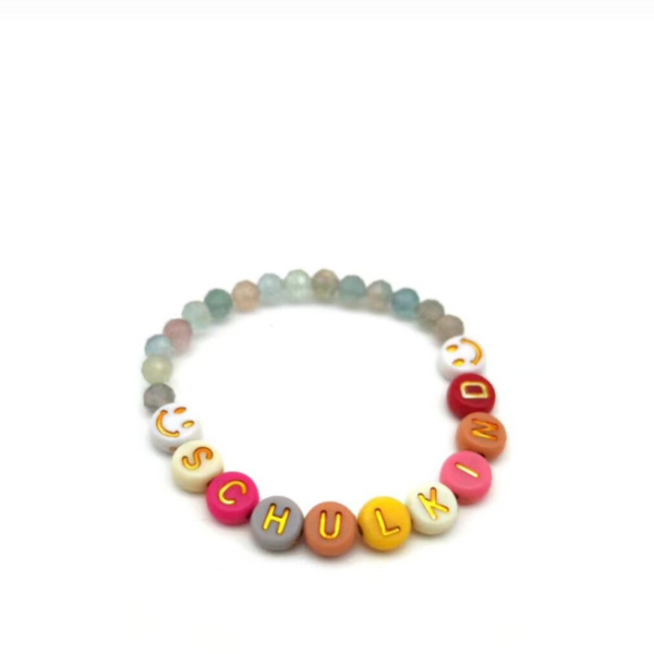 Schulkind-Armband mit Buchstaben & Fluorit