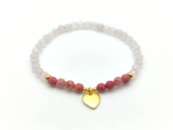 Das "Liebesarmband" ❤️ Rosenquarz+Rhodochrosit 4mm gold o Silber