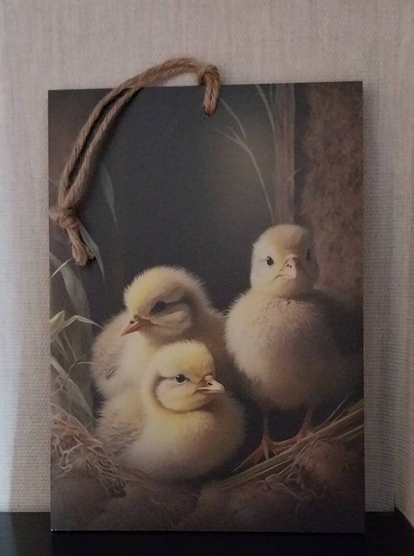 Deco schilderijtje kuikentjes