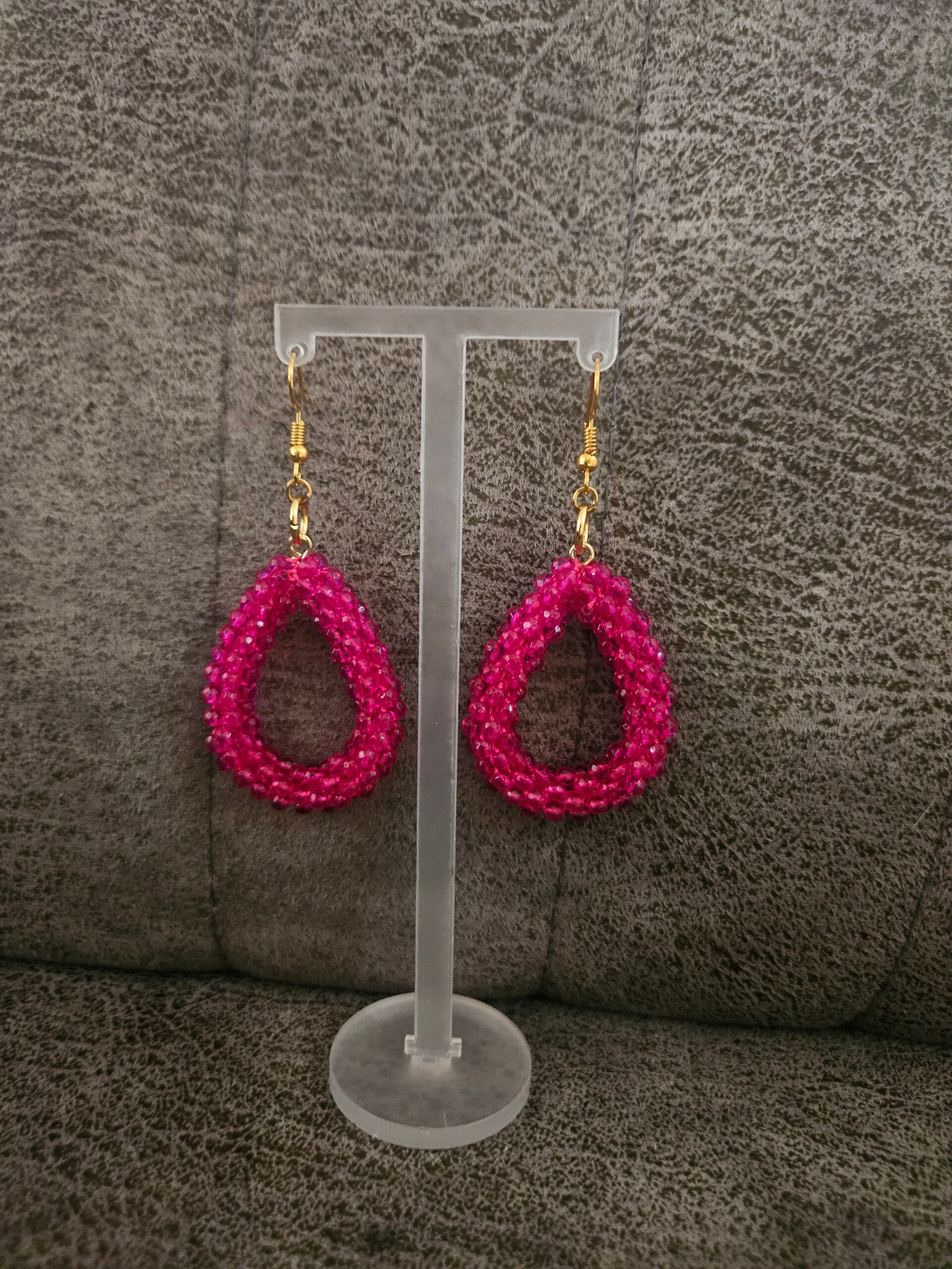 Oorbel ovaal roze