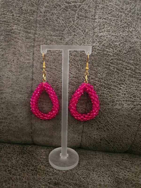 Oorbel ovaal roze
