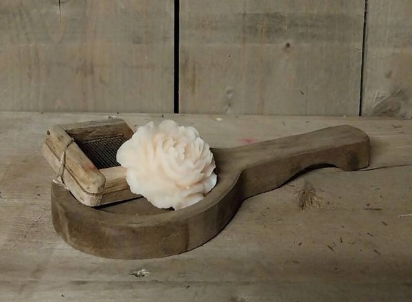 Amber roos set op houten lepel - vanille