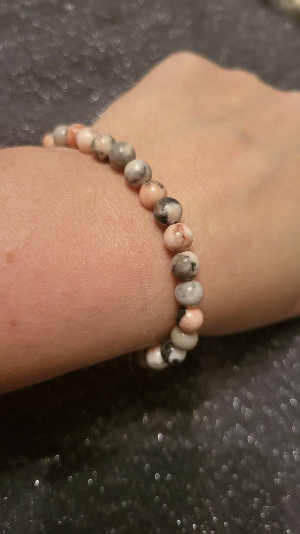 Bracelet jaspe zèbre rose