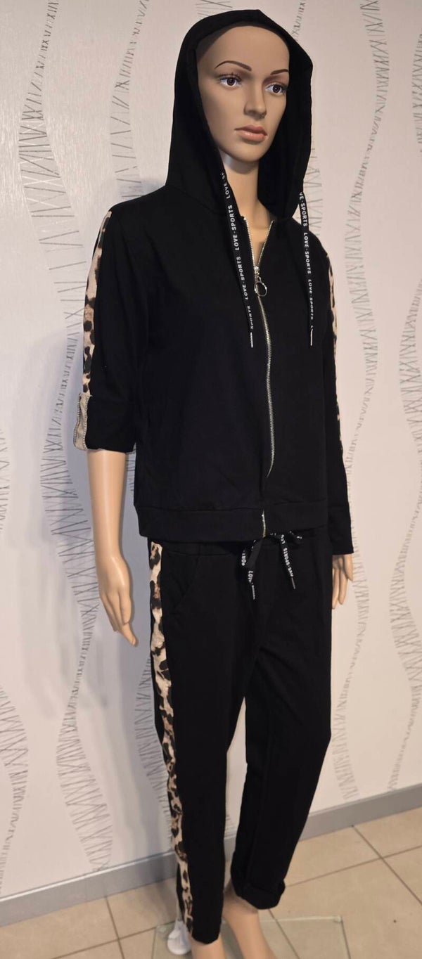 Ensemble noir motif léopard