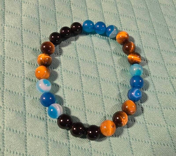 Bracelet pierres naturelles agate et œil de tigre et onyx