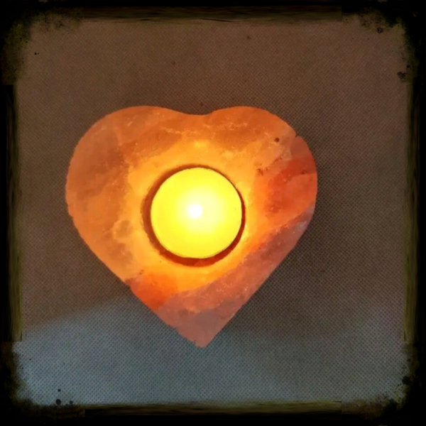 Bougeoir Cœur en Sel Rose d’Himalaya