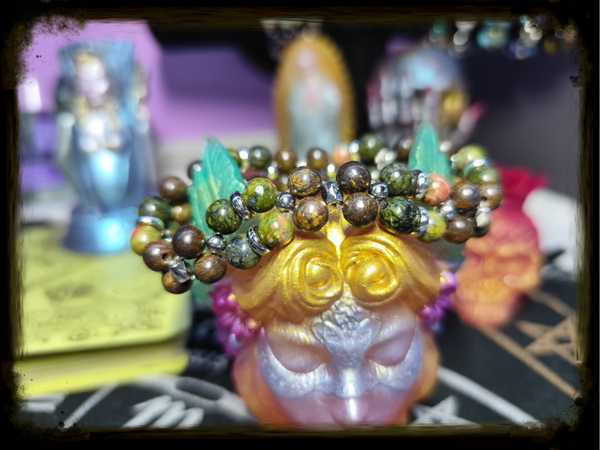 Bracelet harmonie et force : Unakite , Serpentine et Bronzite