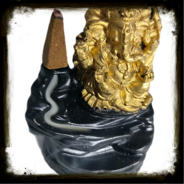 Fontaine à Encens Ganesh Doré – Brûleur Cascade à Reflux Protection & Harmonie
