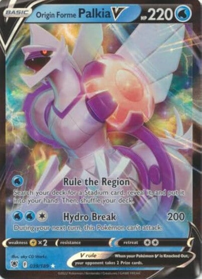 039/189 Origin Forme Palkia V - Pokemon SWSH10 Astral Radiance M/NM -