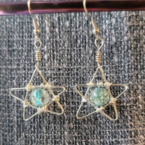 Blue star earrings