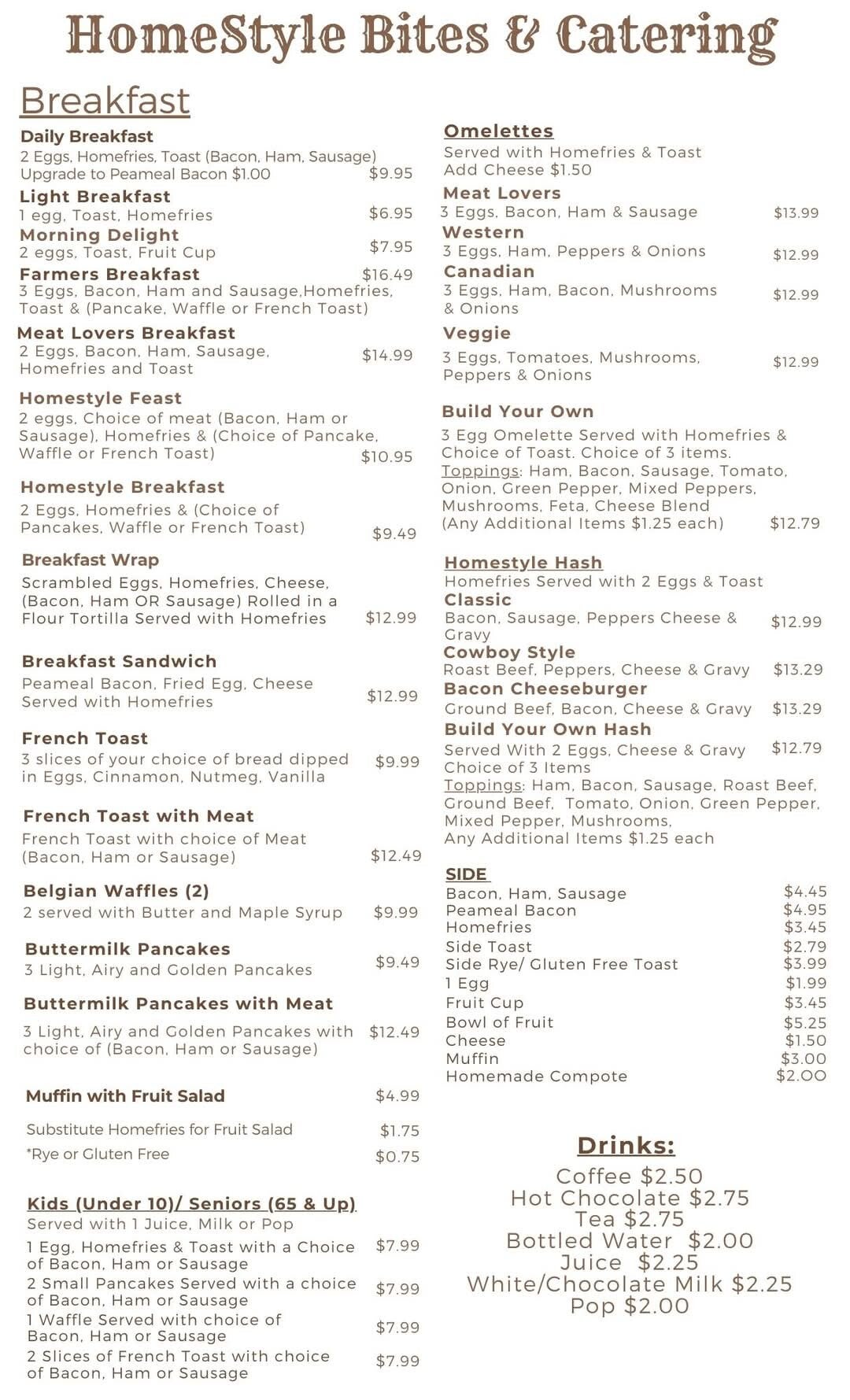 Menu | Homestyle Bites and Catering