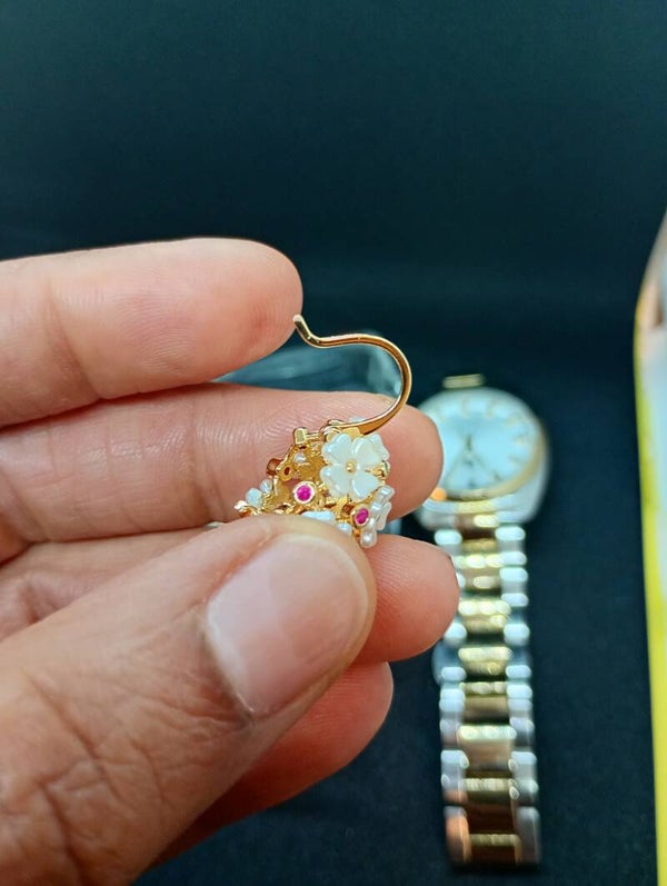 BOUCLES D'OREILLES CORBEILLE FLORALE