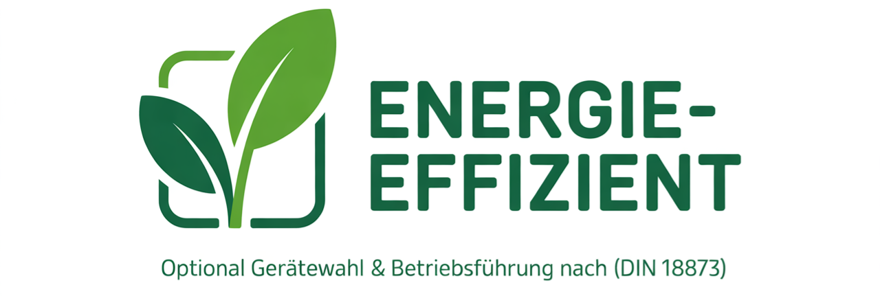 Modernes grünes ORGANIC Logo mit Blattsymbol – Symbol für nachhaltige Gerätewahl und Betriebsführung nach DIN 18873 in der Gastronomie