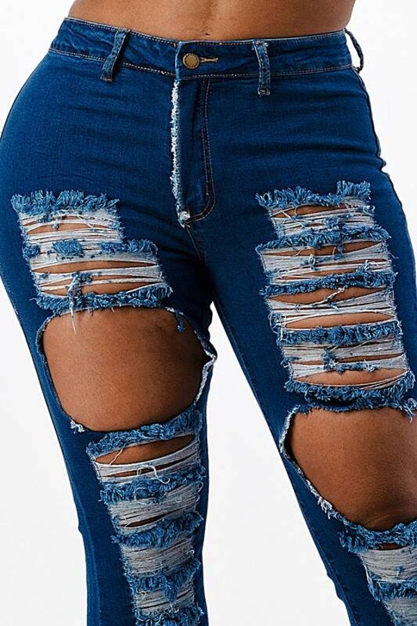 Distressed Bell Bottom Jeans