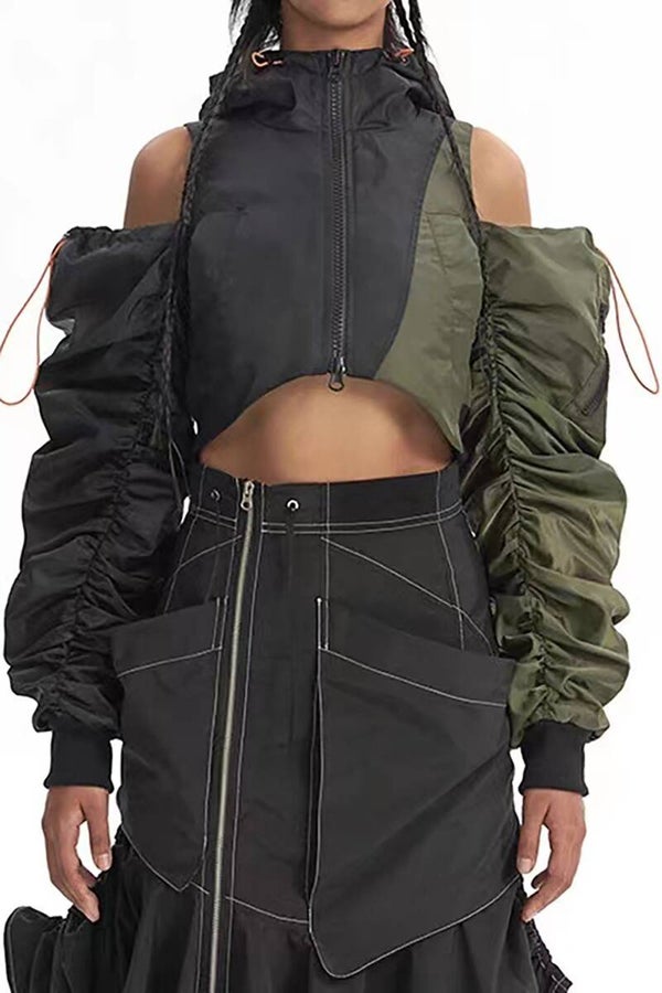Drop  Down  Crop Jacket