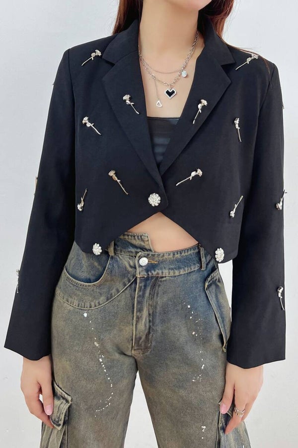 Metallic pin Cropped blazer