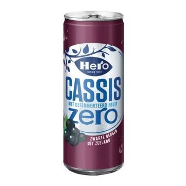 Frisdrank Hero cassis zero blik 250ml