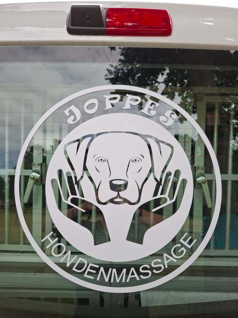 Auto raamsticker Joppes Hondenmassage