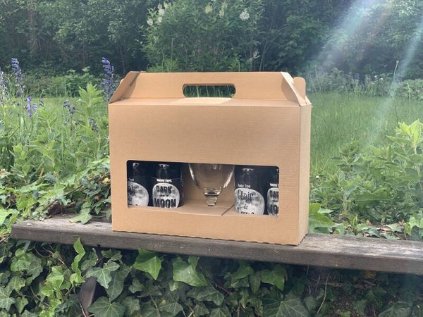 Pakket van 4 biertjes met glas