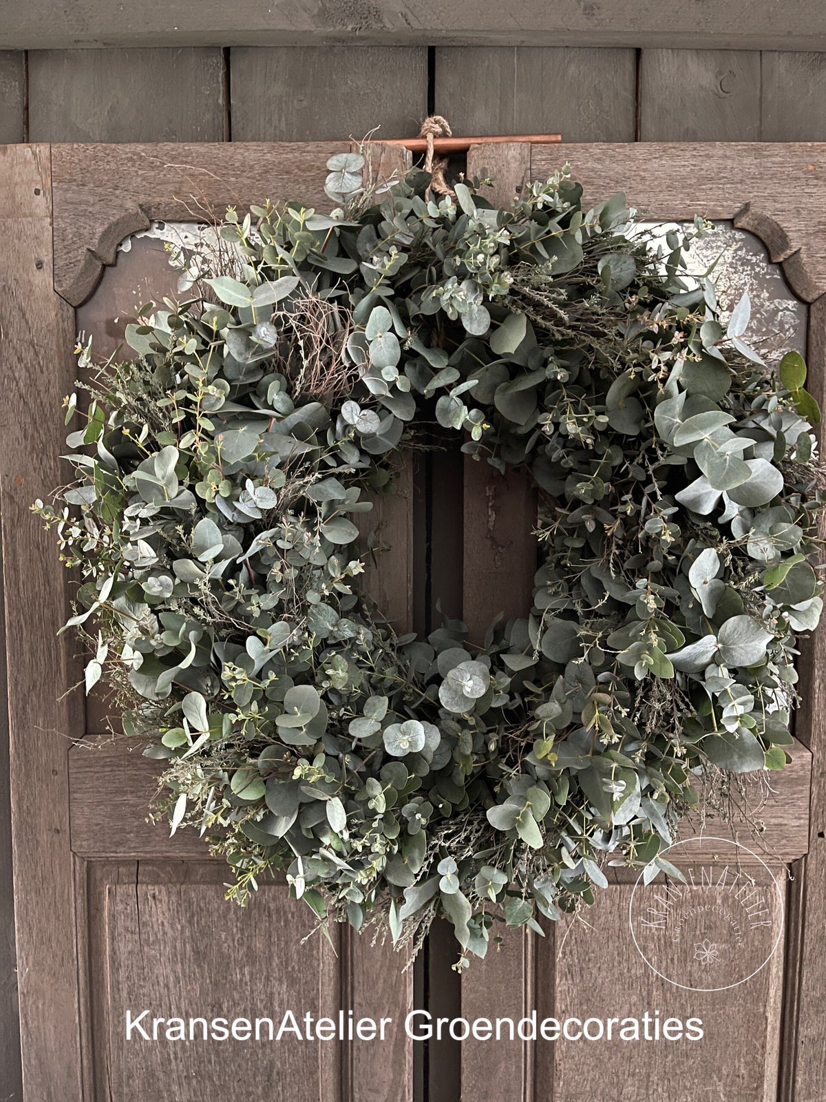 Voordeur Krans 45 Cm Eucalyptus Kransen, Voordeur 22 Grote Groene Bladeren Krans Voor De Lente Zomer Alle Seizoenen Outdoor Groen Bloemen Krans Muur Opknoping Plastic Kunstkrans Levensecht