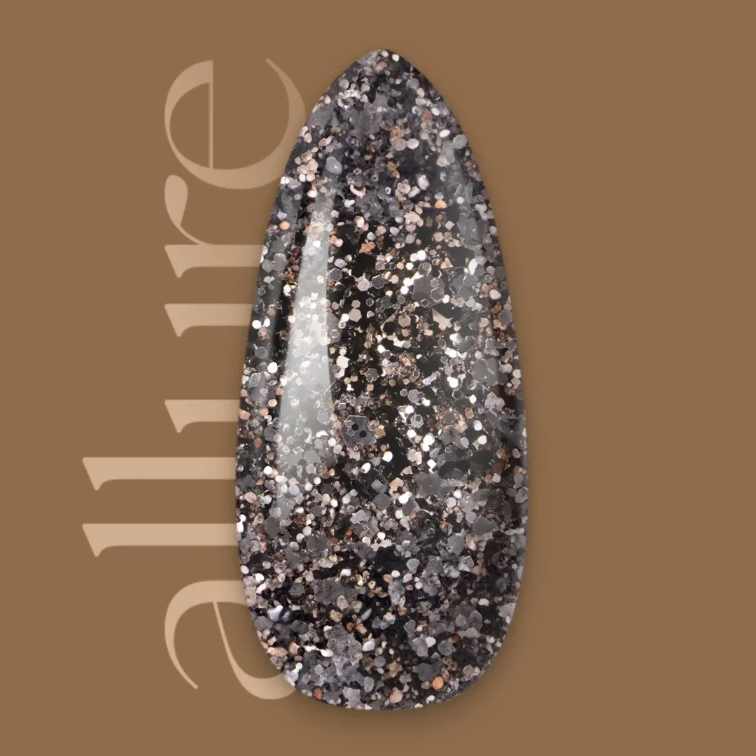 Allure zwart-gouden premium semi-permanente nagellak met glitter G120 - Whiskey Bonbon