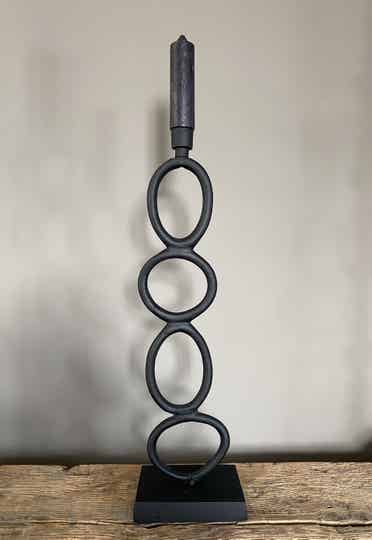 Kandelaar zwart metaal circles small