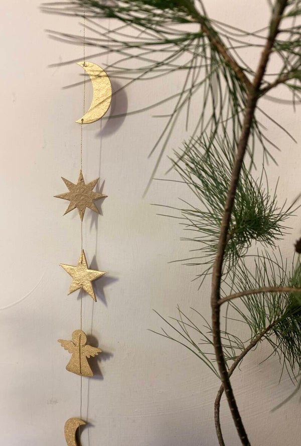 Guirlande goud Engel | Ster | Zon | Maan (140 cm) Only Natural