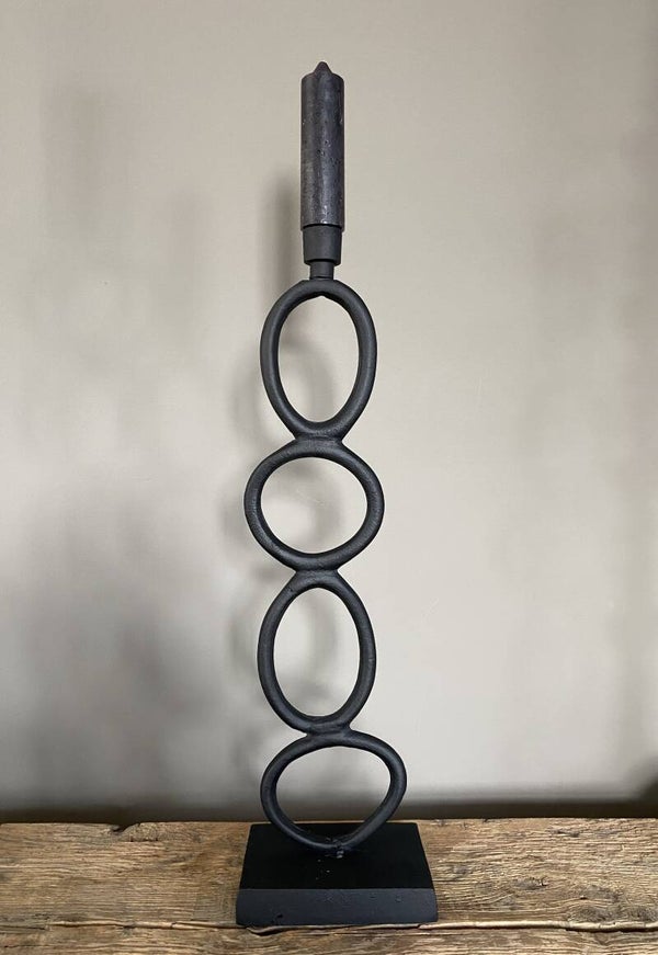 Kandelaar zwart metaal circles small