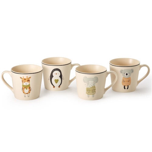 Taza happy friends, ceramica 0,35 l., 4 modelos