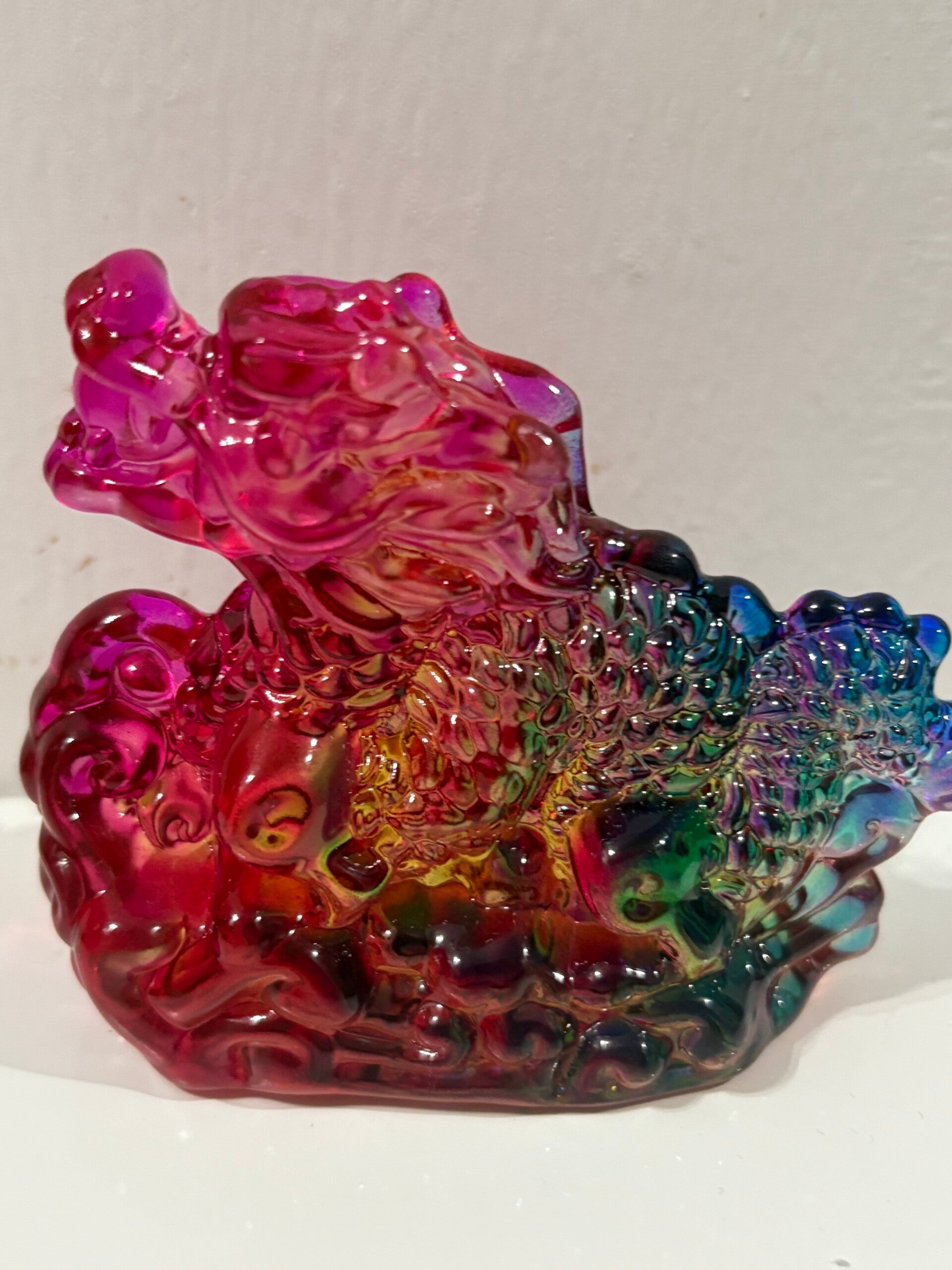 DRAGON CHINO HECHA EN VIDRIO 6 X 8 X 4 CM. MULTICOLOR