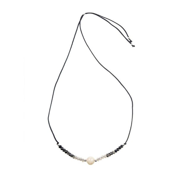 COLLAR LÁGRIMA MINERAL PIEDRA LUNA AJUSTABLE