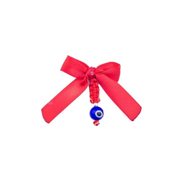 LAZO PARA CARRO DE BEBE ROJO Y OJO TURCO PROTECCIÓN TERMINADO BOLA PLATA LEY
