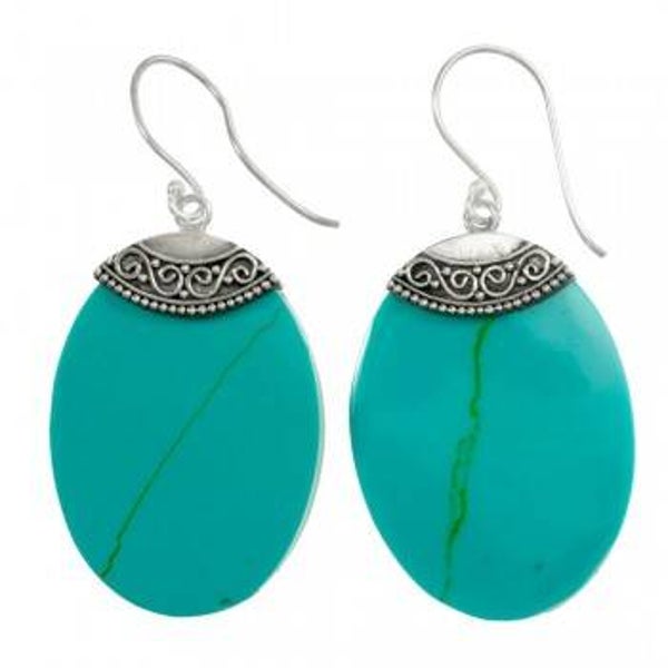 Pendientes óvalo turquesa reconstituida