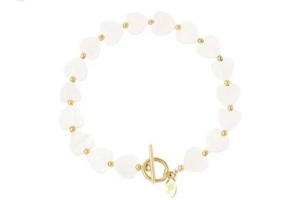 🌸 Armband – Ivory Hearts