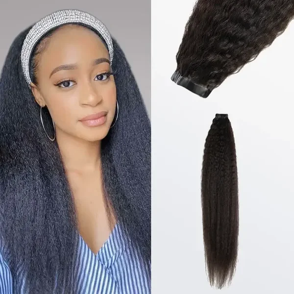 Afro-textured Kinky Straight Tape In Remy Hair