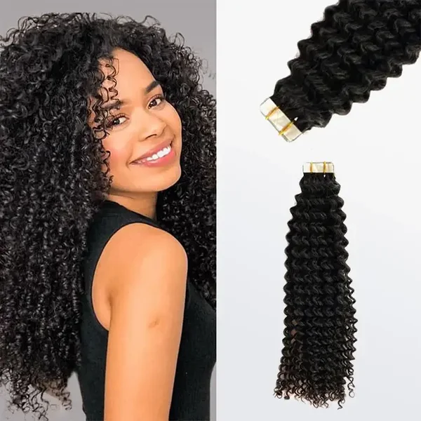 Afro-textured Kinky Curly Tape In Remy Hair
