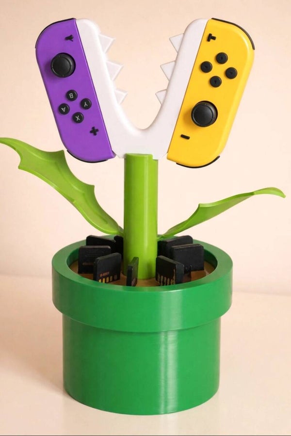 Soporte Planta Piraña estilo Mario Bros para Joy-Con Nintendo Switch