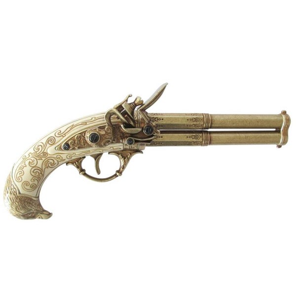 Pistola A Pietra Focaia A 2 Canne Girevoli