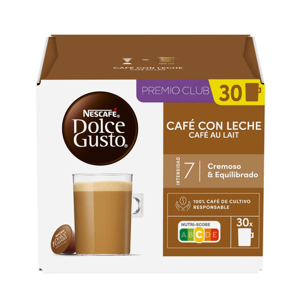 NESCAFÉ Dolce Gusto Café con Leche 30 Cápsulas,Intensidad 7
