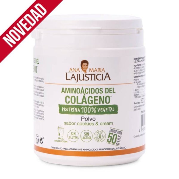 ANA MARIA LAJUSTICIA AMINOÁCIDOS DEL COLÁGENO (350 gramos)  Polvo_Sabor cookies and cream