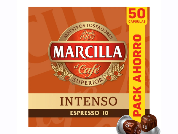 Café cápsulas Intenso Marcilla compatible con Nespresso 50 ud.Intensidad 10