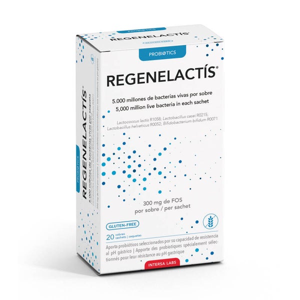 INTERSA LABS REGENELACTIS Caja con 20 sobres . Complemento alimenticio con probióticos
