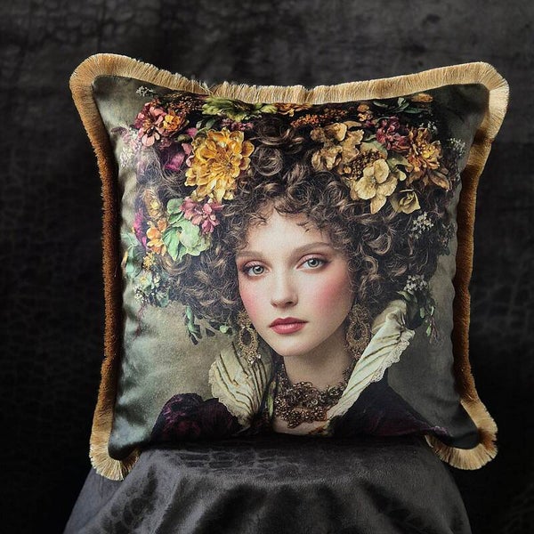 Velours kussenhoes "Flora"